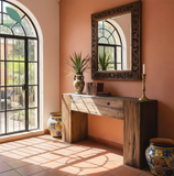 Consola antigua en estilo de viga rústica para sala o recibidor